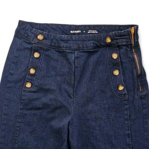 SIZE 8 OLD NAVY BUTTON FRONT HIGH WAIST WIDE LEG JEANS
